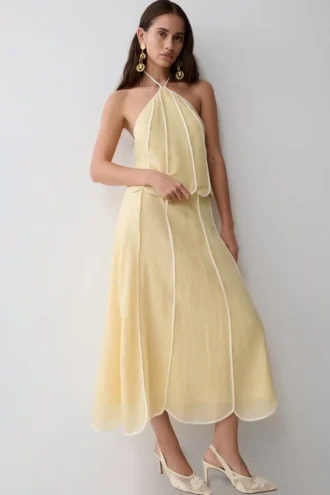 Georgia Panelled Midi Skirt – Butter Georgia Panelled Midi Skirt – Butter