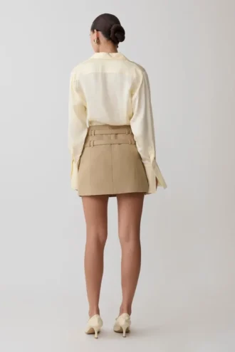 Marielle Double Belt Mini Skirt – Taupe