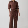 Gia Wrapped Tie Satin Pants – Chocolate