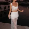 Guinevere Lace And Mesh Maxi Skirt – Ivory Guinevere Lace And Mesh Maxi Skirt – Ivory