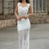 Guinevere Lace And Mesh Maxi Skirt – Ivory Guinevere Lace And Mesh Maxi Skirt – Ivory
