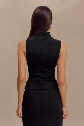 Hadleigh Sleeveless Slinky Top – Black