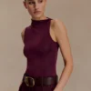 Hadleigh Sleeveless Slinky Top – Burgundy Hadleigh Sleeveless Slinky Top – Burgundy