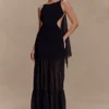 Haille Knit Chiffon Maxi Dress – Black Haille Knit Chiffon Maxi Dress – Black