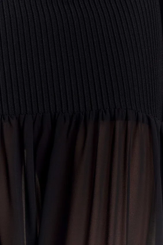 Haille Knit Chiffon Maxi Dress – Black Haille Knit Chiffon Maxi Dress – Black