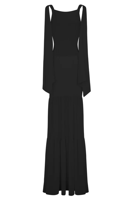 Haille Knit Chiffon Maxi Dress – Black Haille Knit Chiffon Maxi Dress – Black