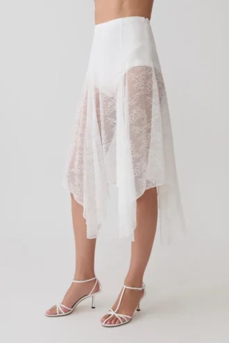 Haime Lace Hankie Midi Skirt – Ivory