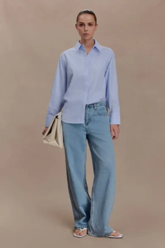 Hansen Oversized Shirt – Blue Pinstripe
