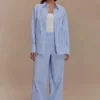 Hansen Wide Leg Pants – Blue Pinstripe Hansen Wide Leg Pants – Blue Pinstripe