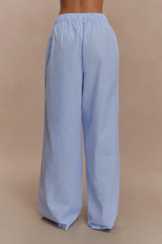 Hansen Wide Leg Pants – Blue Pinstripe
