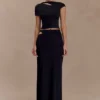 Haven Slinky Twist Midi Skirt – Black