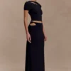 Haven Slinky Twist Midi Skirt – Black