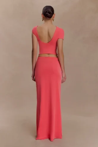 Haven Slinky Twist Midi Skirt – Coral
