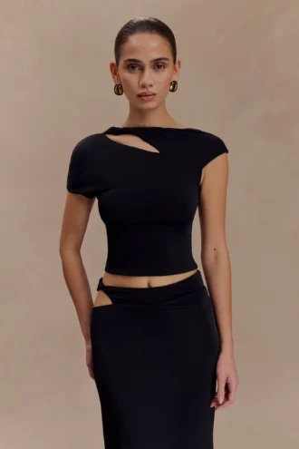 Haven Slinky Twist Top – Black