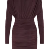 Hayden Long Sleeve Plunge Mini Dress – Burgundy Hayden Long Sleeve Plunge Mini Dress – Burgundy