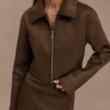 Hayes Faux Suede Collared Jacket – Chocolate Hayes Faux Suede Collared Jacket – Chocolate
