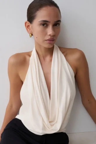 Huyen Cowl Front Modal Top – Ivory