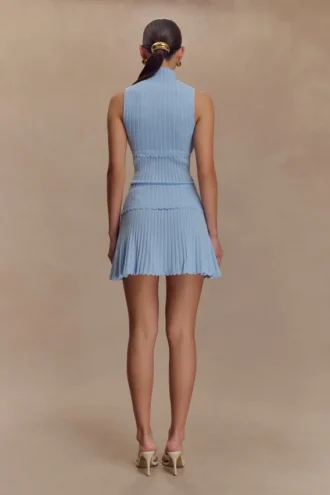 Indy Pointelle Knit Mini Skirt – Cornflower Blue Indy Pointelle Knit Mini Skirt – Cornflower Blue
