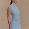 Indy Pointelle Knit Mini Skirt – Cornflower Blue