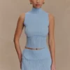 Indy Pointelle Knit Top – Cornflower Blue