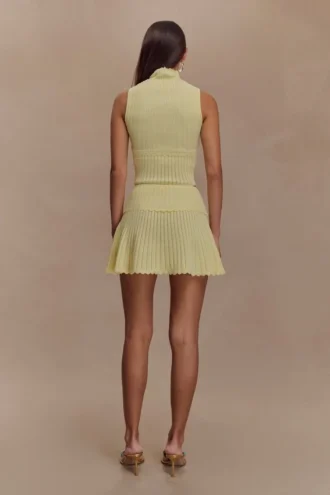 Indy Pointelle Knit Mini Skirt – Lemon Indy Pointelle Knit Mini Skirt – Lemon