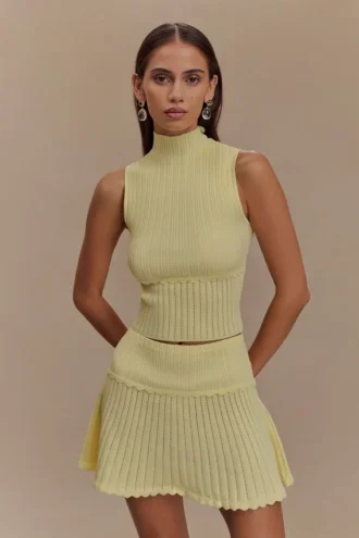 Indy Pointelle Knit Top – Lemon Indy Pointelle Knit Top – Lemon