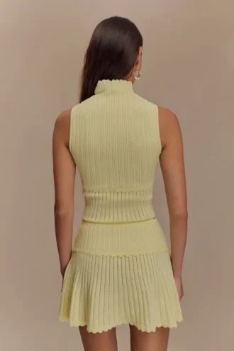 Indy Pointelle Knit Top – Lemon Indy Pointelle Knit Top – Lemon