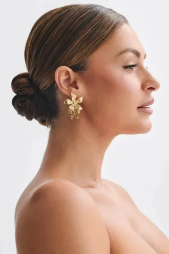 Infatuated Drop Flower Earrings – Gold