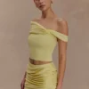 Irene Gathered Knit Top – Lemon