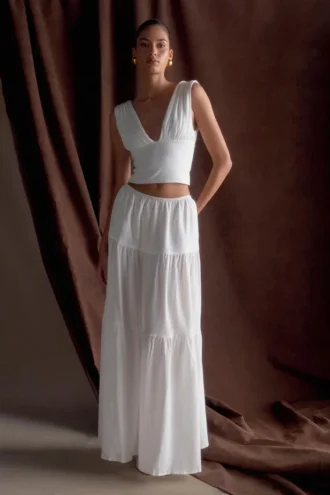 Jacinda Cotton Maxi Skirt – White