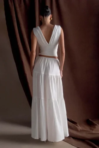 Jacinda Cotton Maxi Skirt – White