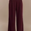 Jacqueline Pleated Wide Leg Pants – Mahogany Jacqueline Pleated Wide Leg Pants – Mahogany