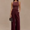 Jacqueline Pleated Wide Leg Pants – Mahogany Jacqueline Pleated Wide Leg Pants – Mahogany
