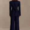 Jacqueline Pleated Wide Leg Pants – Navy Pinstripe Jacqueline Pleated Wide Leg Pants – Navy Pinstripe