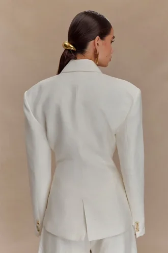Jameson Cinched Linen Blazer – Oat Marle