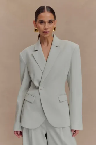 Jameson Cinched Suiting Blazer – Light Sage
