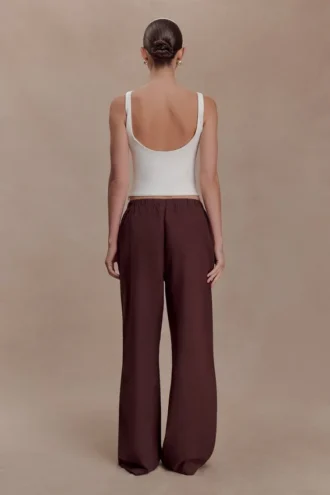 Janayia Cotton Wide Leg Pants – Dark Espresso