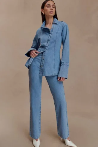 Janine High Waisted Straight Leg Jeans – Classic Blue