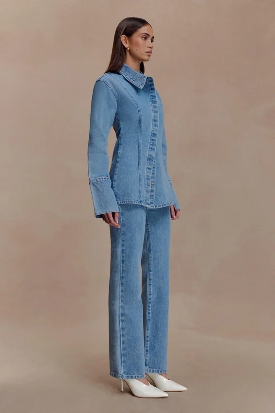 Janine High Waisted Straight Leg Jeans – Classic Blue Janine High Waisted Straight Leg Jeans – Classic Blue