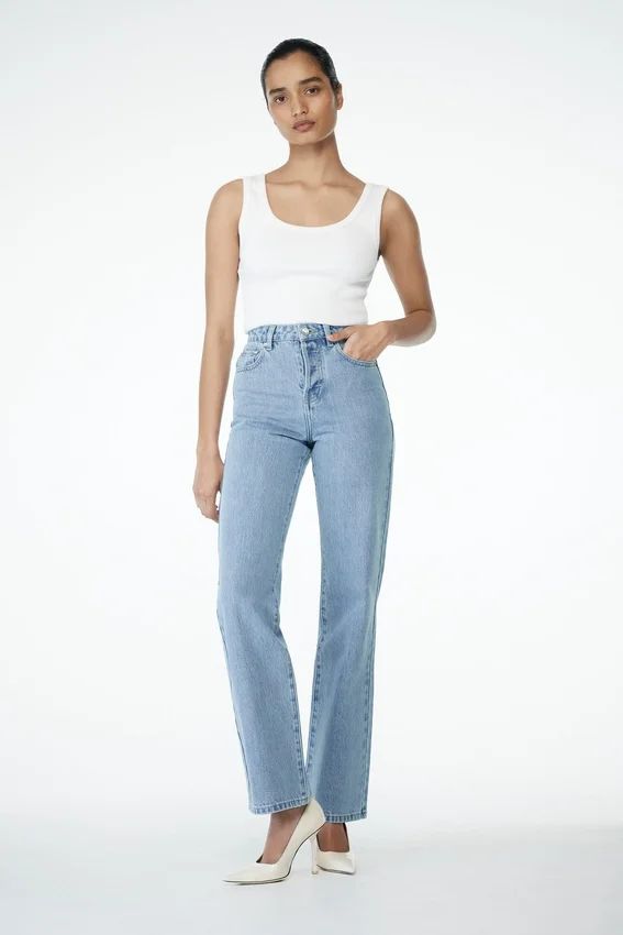 Janine High Waisted Straight Leg Jeans – Classic Blue Janine High Waisted Straight Leg Jeans – Classic Blue