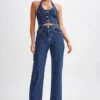 Janine High Waisted Straight Leg Jeans – Dark Blue Janine High Waisted Straight Leg Jeans – Dark Blue