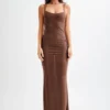 Jasmyn Hot Fix Maxi Dress With Mesh Back – Chocolate Jasmyn Hot Fix Maxi Dress With Mesh Back – Chocolate