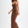 Jasmyn Hot Fix Maxi Dress With Mesh Back – Chocolate Jasmyn Hot Fix Maxi Dress With Mesh Back – Chocolate