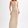 Jasmyn Hot Fix Maxi Dress With Mesh Back – Nude Jasmyn Hot Fix Maxi Dress With Mesh Back – Nude