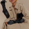 Jasper Faux Leather Elbow Length Gloves – Black