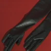 Jasper Faux Leather Elbow Length Gloves – Black