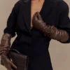 Jasper Faux Leather Elbow Length Gloves – Dark Chocolate Jasper Faux Leather Elbow Length Gloves – Dark Chocolate