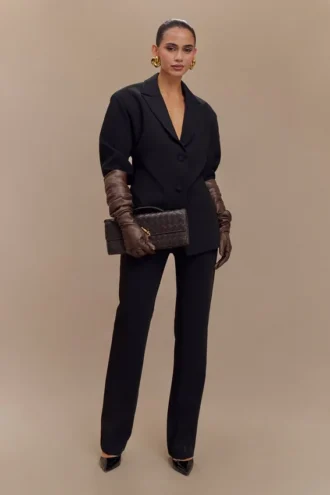 Jasper Faux Leather Elbow Length Gloves – Dark Chocolate