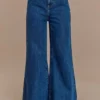 Jen Wide Leg Flare Denim Jeans – Dark Blue Jen Wide Leg Flare Denim Jeans – Dark Blue