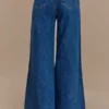 Jen Wide Leg Flare Denim Jeans – Dark Blue Jen Wide Leg Flare Denim Jeans – Dark Blue